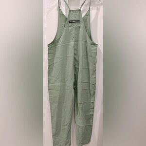 V-Neck Spaghetti Strap Baggy Sage Jumpsuit Size Large